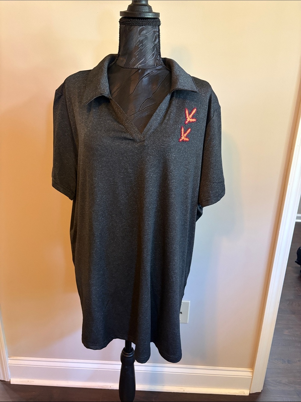 Women's Black Polo Shirt with Virgina Tech Hokie tracks